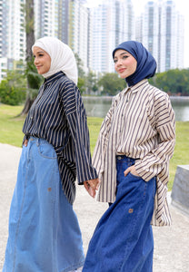 Naina Stripe Top (Nude Grey)