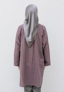 Naina Stripe Top (Grey Red)