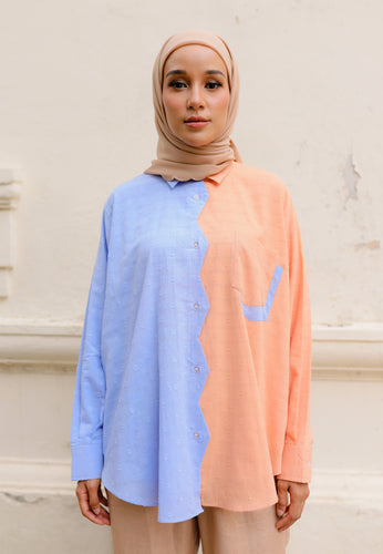 Daena Pastel Top (Blue Orange)