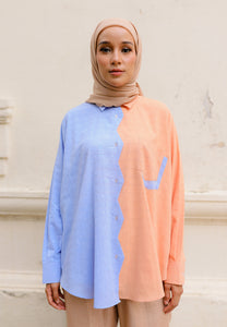 Daena Pastel Top (Blue Orange)