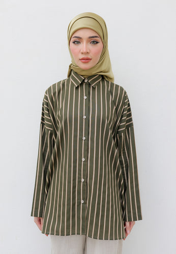 Naina Stripe Top (Moss Green)