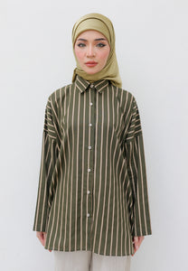 Naina Stripe Top (Moss Green)