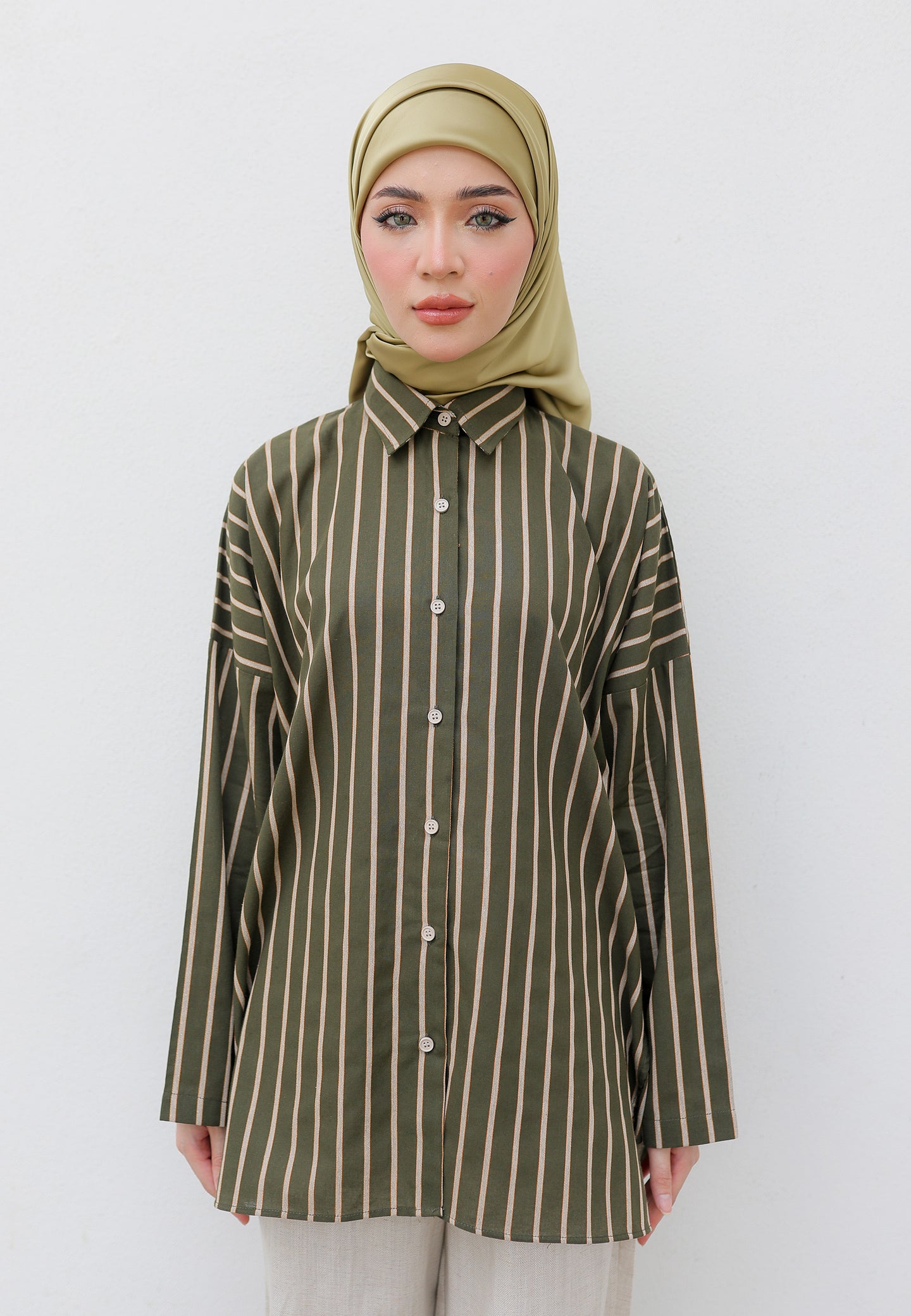 Naina Stripe Top (Moss Green)
