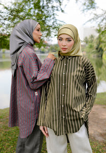 Naina Stripe Top (Moss Green)