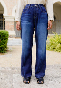 Xena Wide Jeans (Washed Deep Blue)