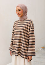 Load image into Gallery viewer, Yara 3D Stripe T-Shirt (Brown)