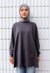 Qeesaa Embroidered Top (Dark Grey)