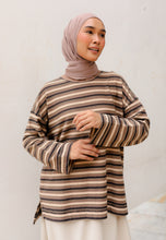 Load image into Gallery viewer, Yara 3D Stripe T-Shirt (Brown)