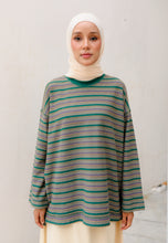 Load image into Gallery viewer, Yara 3D Stripe T-Shirt (Dark Green)