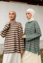 Load image into Gallery viewer, Yara 3D Stripe T-Shirt (Brown)