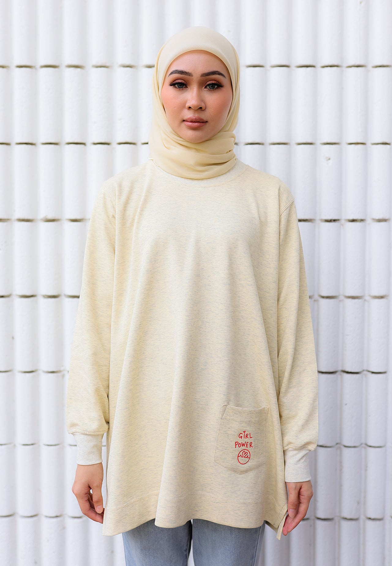 Qeesaa Embroidered Top (Melange Yellow)