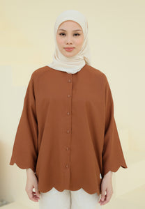 Adelia Scallop Top (Dark Brown)