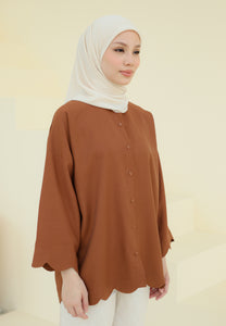 Adelia Scallop Top (Dark Brown)