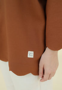 Adelia Scallop Top (Dark Brown)