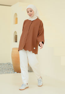 Adelia Scallop Top (Dark Brown)