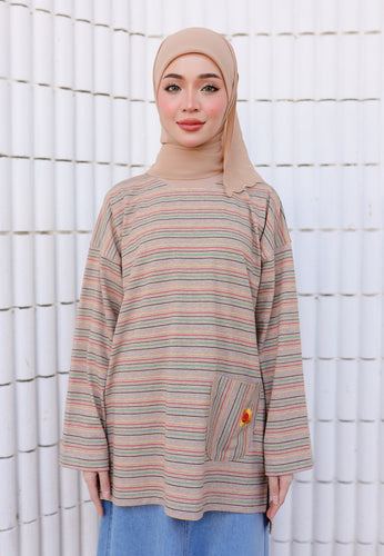 Adni Stripe T-Shirt (Light Brown)