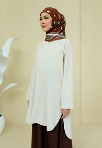 Mahdia Linen Top (Beige Cream)