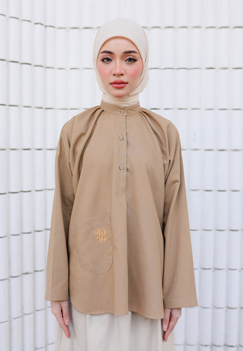 Dalili Linen Top (Light Brown)