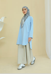 Mahdia Linen Top (Baby Blue)