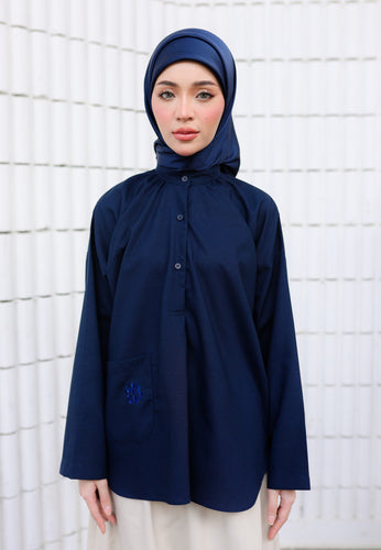 Dalili Linen Top (Midnight Blue)