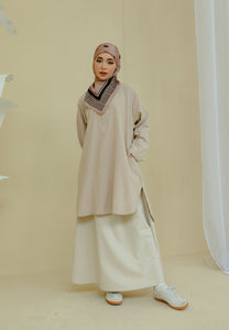 Mahdia Linen Top (Nude Brown)