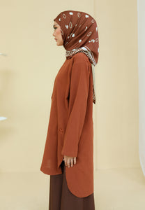 Mahdia Linen Top (Brick Brown)