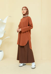Mahdia Linen Top (Brick Brown)