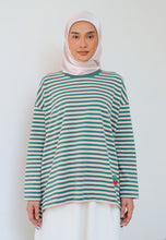 Load image into Gallery viewer, Breezy Stripe T-Shirt (Green Pink)