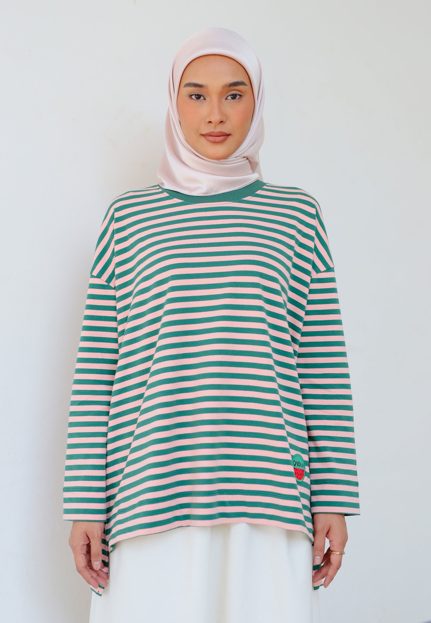 Breezy Stripe T-Shirt (Green Pink)