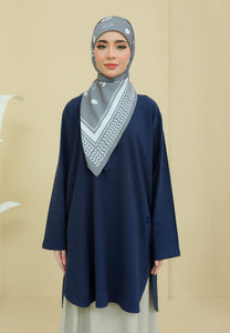 Mahdia Linen Top (Navy Blue)