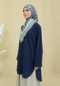 Mahdia Linen Top (Navy Blue)