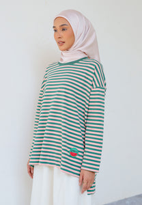 Breezy Stripe T-Shirt (Green Pink)