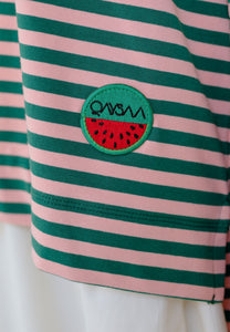 Breezy Stripe T-Shirt (Green Pink)