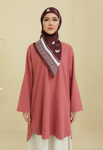 Mahdia Linen Top (Brick Red)