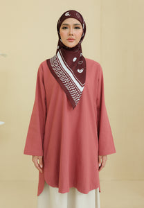 Mahdia Linen Top (Brick Red)