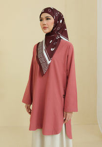 Mahdia Linen Top (Brick Red)