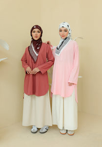 Mahdia Linen Top (Brick Red)