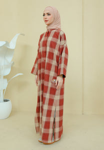 Azra Checkered Caftan (Redwood)