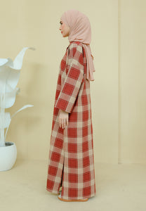 Azra Checkered Caftan (Redwood)