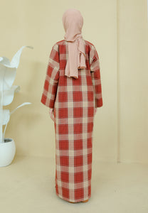 Azra Checkered Caftan (Redwood)