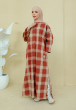 Load image into Gallery viewer, Azra Checkered Caftan (Redwood)