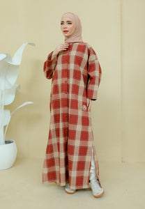 Azra Checkered Caftan (Redwood)