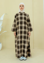 Load image into Gallery viewer, Azra Checkered Caftan (Coffee)