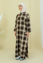 Load image into Gallery viewer, Azra Checkered Caftan (Coffee)
