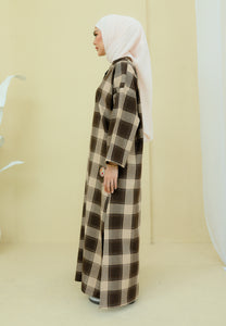 Azra Checkered Caftan (Coffee)