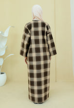 Load image into Gallery viewer, Azra Checkered Caftan (Coffee)