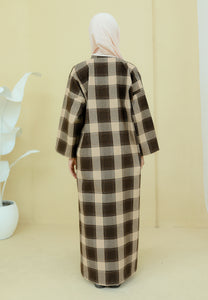 Azra Checkered Caftan (Coffee)