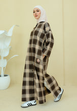 Load image into Gallery viewer, Azra Checkered Caftan (Coffee)