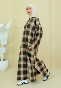 Azra Checkered Caftan (Coffee)