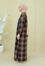 Load image into Gallery viewer, Azra Checkered Caftan (Dark Blue)